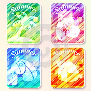 Set of four colorful abstract summer poster designs