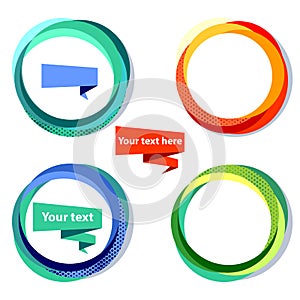Set of four colorful circle frames with white copy space.