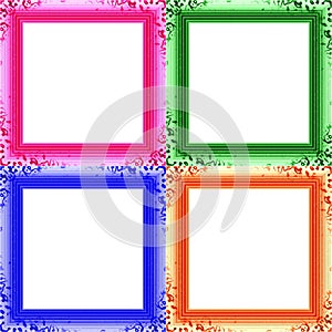 Set of four colorful decorative clear photo frames