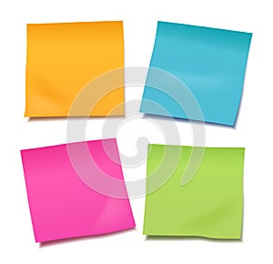 Set of four colorful vector blank post-it notes for your note or