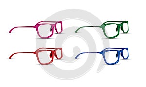 Set of four colourful glasses