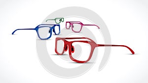 Set of four colourful glasses