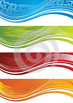 Set of four colourful halftone banners