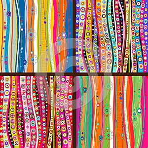 Set of four colourful line background