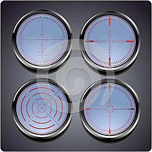 Set of four different crosshairs