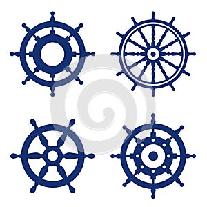 A set of four different steering wheels