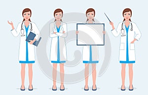 Set of four female doctors