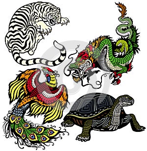 Set of four feng shui celestial animals