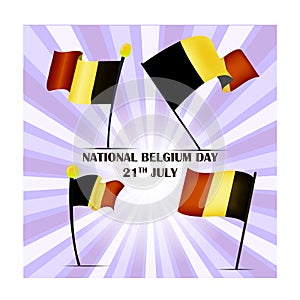 Set of four flags of Belgium on National Day 21th July