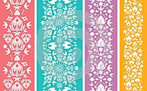 Set of four floral abstract vertical seamless