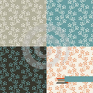 Set of four floral retro seamless patterns