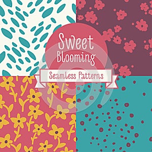 Set of four floral seamless patterns