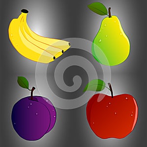Set of four fruit