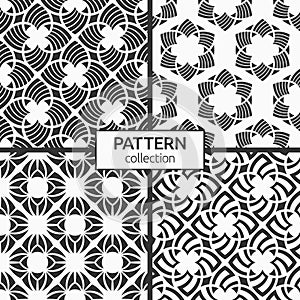 Set of four geometric ornaments seamless patterns. Modern stylish textures