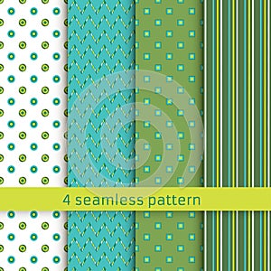 Set of four geometric seamless patterns.