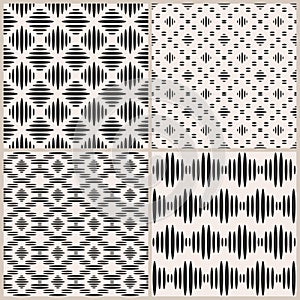 Set of four geometric vector seamless patterns