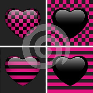 Set of Four Glossy Emo Hearts.