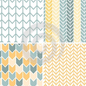 Set of four gray yellow chevron patterns and