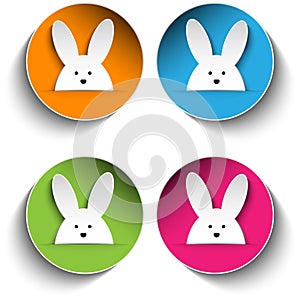 Set of Four Happy Easter Bunny Stickers