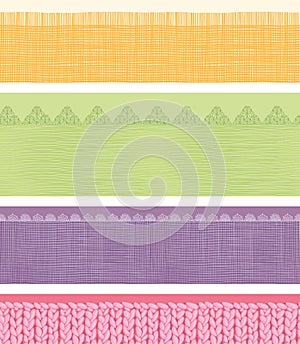 Set of four horizontal textile fabric textures