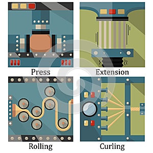 A set of four images of technological processes