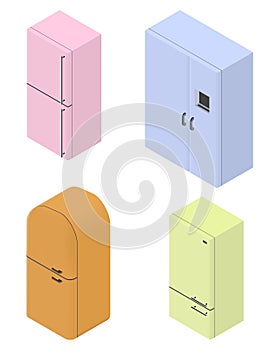 Set of four isometric fridges.