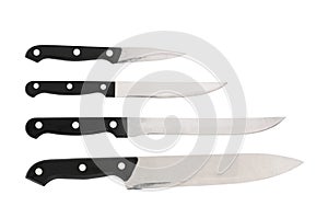 Set of four kitchen knives photo