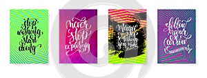 Set of four lettering positive quotes posters