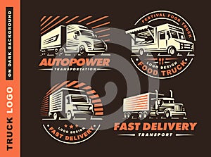 Set of four logo with truck and trailer