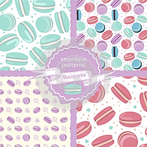 Set of four macaroon seamless patterns