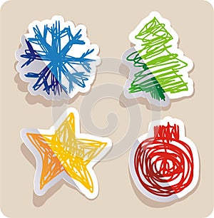 Set of four main Christmas symbols