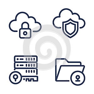 Cloud Security And Data Storage Icons Icon
