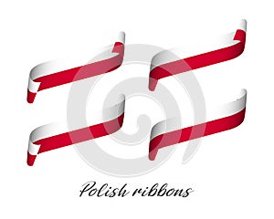 Set of four modern colored vector ribbons in Polish colors