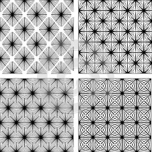 Set of four monochrome geometrical patterns