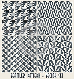 Set of four monochrome geometrical patterns