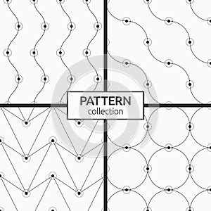 Set of four monochrome vector seamless patterns