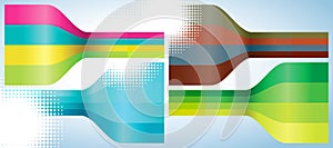 Set of four multicolor lines abstract background