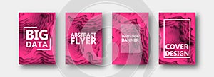 A set of four options for banners, flyers, brochures, cards, posters for your design, in pink color.