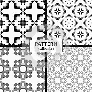 Set of four oriental seamless patterns