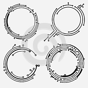 Set of four round frames in PCB-layout style for your text or design