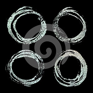 Set of four round silver textured frames
