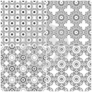 Set of four seamless abstract floral grids