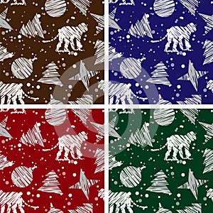 Set of four seamless Christmas backgrounds for 2016 Year of Monkey