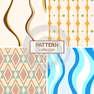Set of four seamless fashion colorful patterns.