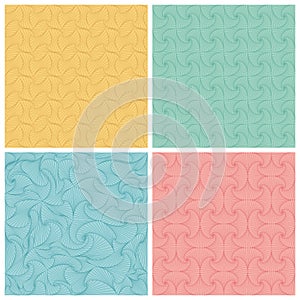 Set of four seamless lines abstract hand-drawn pattern.