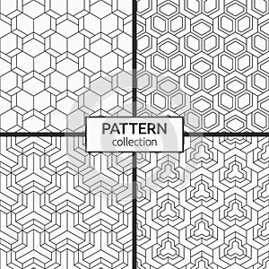 Set of four seamless patterns. Abstract geometric trendy vector backgrounds