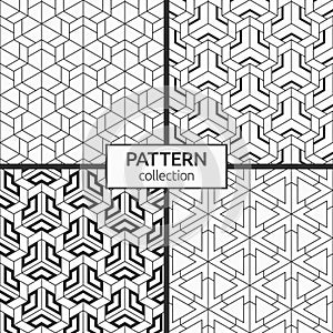 Set of four seamless patterns. Abstract geometric trendy vector backgrounds