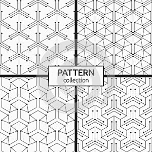 Set of four seamless patterns. Abstract geometric trendy vector backgrounds