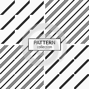 Set of four seamless patterns. Modern stylish textures of parallel diagonal lines. Stripped geometric pattern