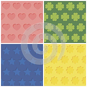 Set of four seamless relief patterns